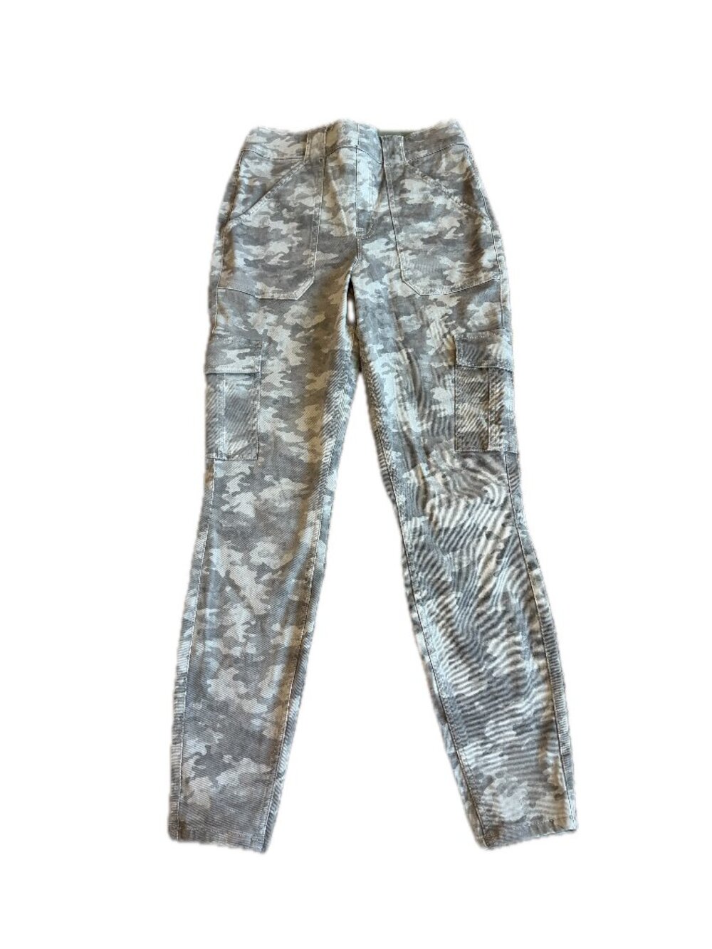 Spanx Green White Camo Cargo Pants Skinny Zip Fly Utility Tapered Large Women's